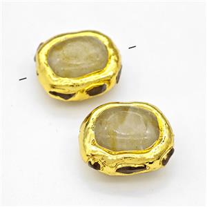 gemstone bead, freeform gold plated, approx 20-25mm