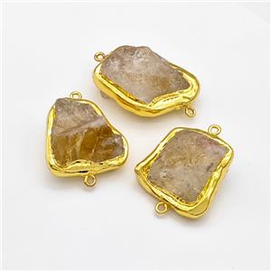 Natural Citrine Nugget Connector Freeform Gold Plated, approx 25-45mm