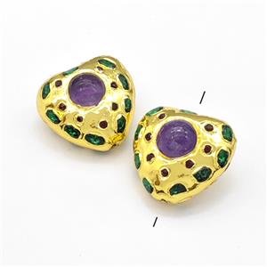 gemstone bead, freeform gold plated, approx 30mm