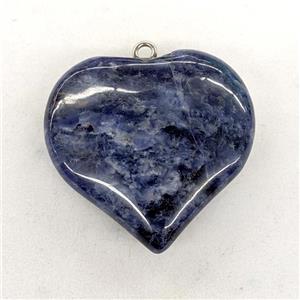 Natural Blue Sodalite Heart Pendant, approx 40mm