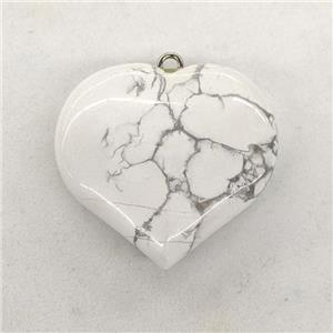 Natural White Howlite Turquoise Heart Pendant, approx 40mm