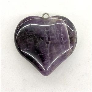 Natural Amethyst Heart Pendant Purple, approx 40mm