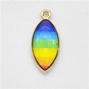 Resin HorseEye Pendant Rainbow, approx 10-18mm