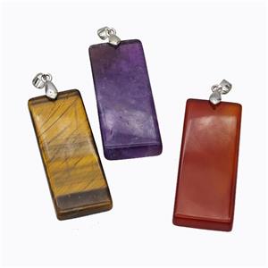 Natural Gemstone Rectangle Pendant Mixed, approx 20-50mm