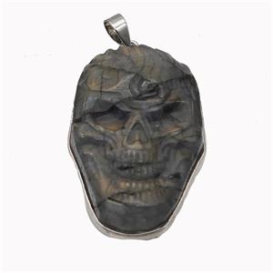 Natural Labradorite Skull Pendant Halloween Carved, approx 25-40mm