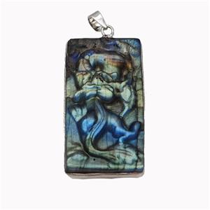 Natural Labradorite Mermaid Pendant Carved, approx 20-40mm