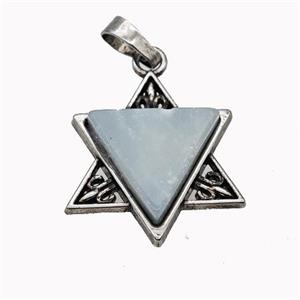 Alloy David Star Pendant Pave Amazonite Antique Silver, approx 25mm