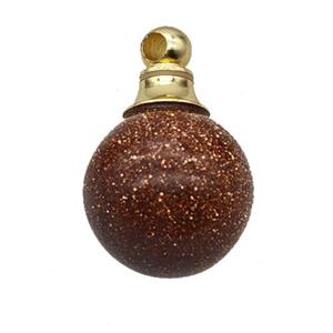 Natural Golden Sandstone Perfume Bottle Pendant Sphere, approx 16mm