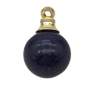 Natural Blue Sandstone Perfume Bottle Pendant Sphere, approx 16mm