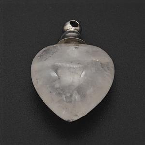 Natural Clear Quartz Perfume Bottle Pendant Heart, approx 20mm