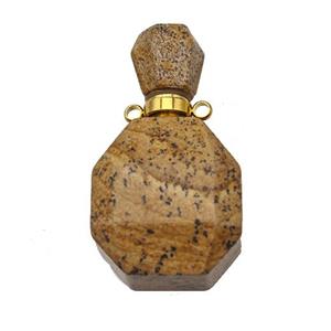 Natural Picture Jasper Perfume Bottle Pendant, approx 20-35mm