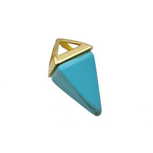 Blue Synthetic Turquoise Pendulum Copper Gold Plated, approx 9-18mm