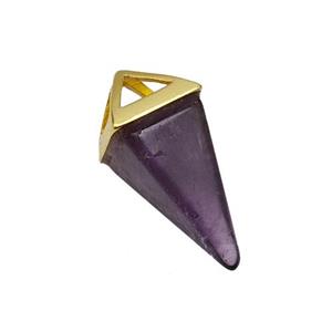 Natural Purple Amethyst Pendulum Copper Gold Plated, approx 9-18mm