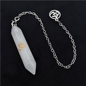 Clear Quartz Prism Pendant With Chain, approx 10-50mm, 12mm, 16cm length