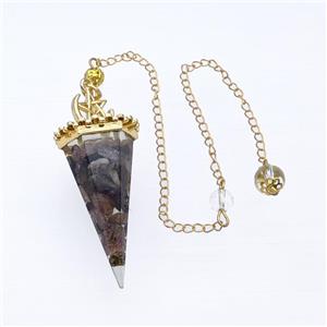 Multicolor Tourmaline Chips Resin Pendulum Pendant With Chain Gold Plated, approx 24-55mm, 8mm, 20cm length