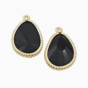 Natural Black Obsidian Teardrop Pendant Gold Plated, approx 14.5-20mm