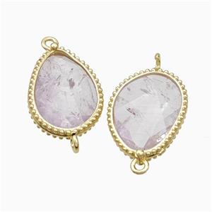 Natural Lt.purple Amethyst Teardrop Connector Gold Plated, approx 14.5-20mm