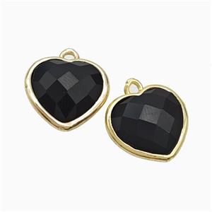 Black Obsidian Heart Pendant Faceted Gold Plated, approx 12mm