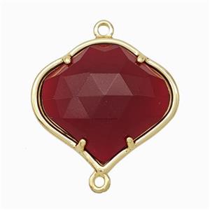 Natural Red Agate Dye FireBalloon Connector Gold Plated, approx 20-22mm