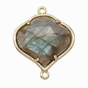 Natural Labradorite FireBalloon Connector Gold Plated, approx 20-22mm