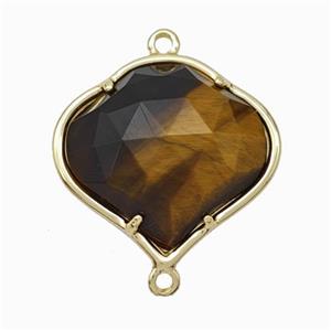 Natural Tiger Eye Stone FireBalloon Connector Gold Plated, approx 20-22mm