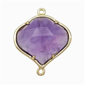 Natural Purple Amethyst FireBalloon Connector Gold Plated, approx 20-22mm