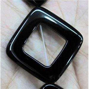 natural onyx bead, A-grade, square-ring, black, approx 25x25mm, 15 inches