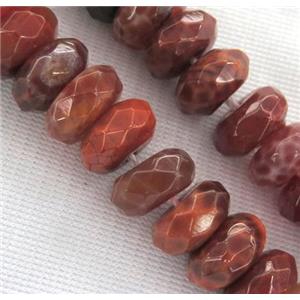 ruby Fire Agate Beads, faceted rondelle, approx 9x13mm