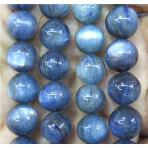 Kyanite bead, round, blue, Grade-AAA, approx 10mm dia
