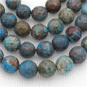 blue Oak Jasper beads, faceted round, approx 10mm dia