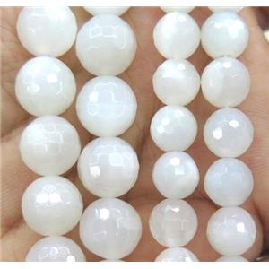 white MoonStone beads, faceted round, approx 10mm dia