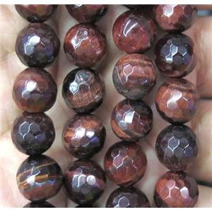 faceted round Red Tiger eye stone beads, approx 8mm dia