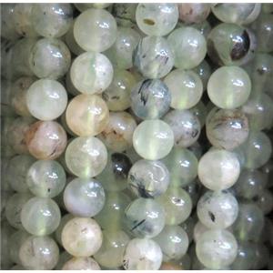 round Prehnite beads, approx 6mm dia, 15.5 inches