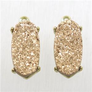 rose gold Druzy Agate oval connector, gold plated, approx 7x14mm