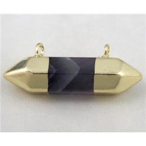 amethyst bullet pendant with 2holes, gold plated, approx 10-30mm