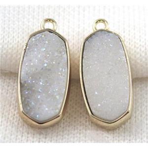 druzy quartz pendant, gold plated, approx 12x25mm