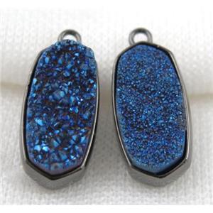 druzy quartz pendant, black, approx 12x25mm