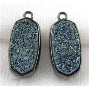 druzy quartz pendant, black, approx 12x25mm