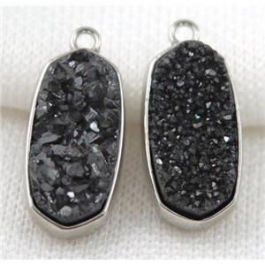 druzy quartz pendant, platinum plated, approx 12x25mm