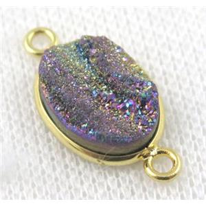 sunagate druzy connector, oval, approx 12x16mm