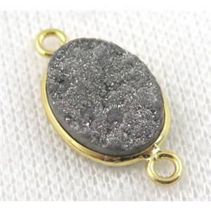 sunagate druzy connector, oval, approx 12x16mm