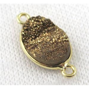 sunagate druzy connector, oval, approx 12x16mm