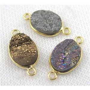 sunagate druzy connector, oval, approx 12x16mm