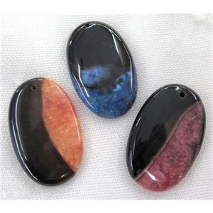 druzy agate slice pendant, oval, approx 20-60mm