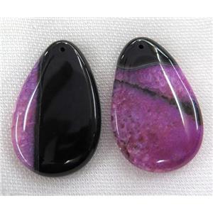 druzy agate slice pendant, teardrop, approx 20-60mm