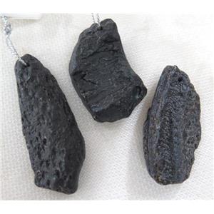 black lava stone pendant, freeform, approx 15-45mm