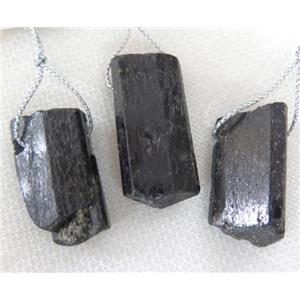 black tourmaline pendant, freeform, approx 15-45mm