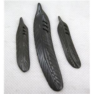 black bone feather pendant, approx 20-105mm