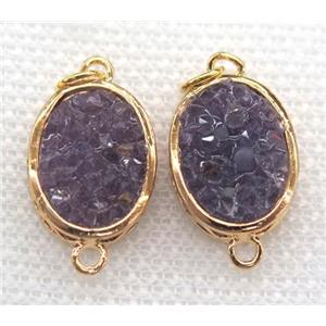 gemstone connector, oval, gold plated, approx 15x20mm