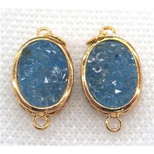 gemstone connector, oval, gold plated, approx 15x20mm